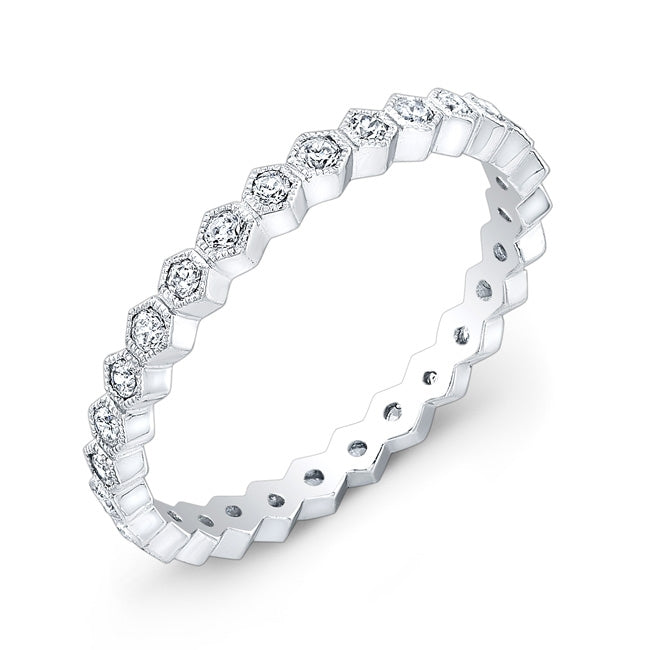 Micro Pave Diamond Stackable Ring with Mill Graining by Jolie Designs