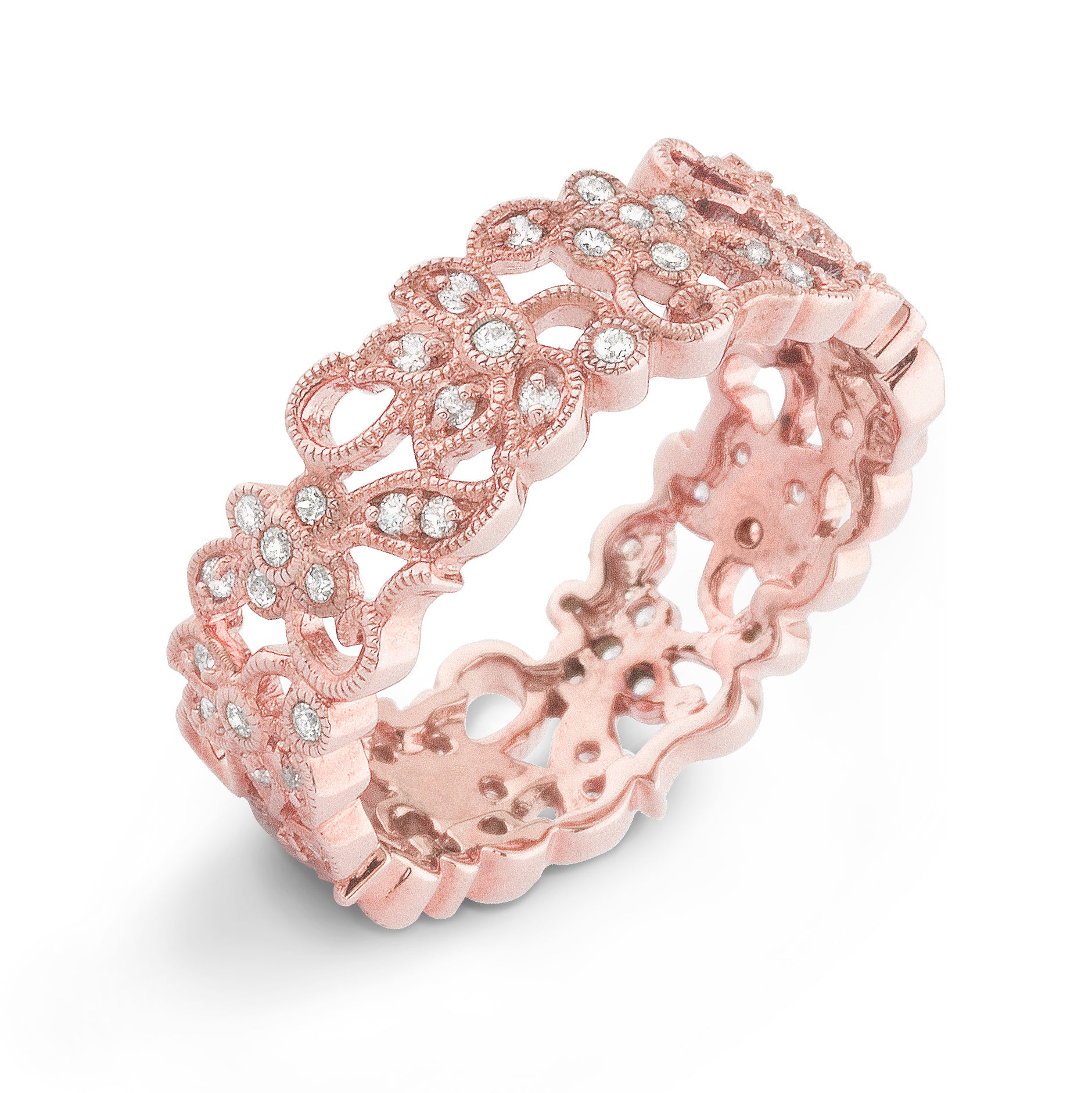 Jolie Designs Hand Crafted Rose Gold Diamond Wedding Ring - R4330D