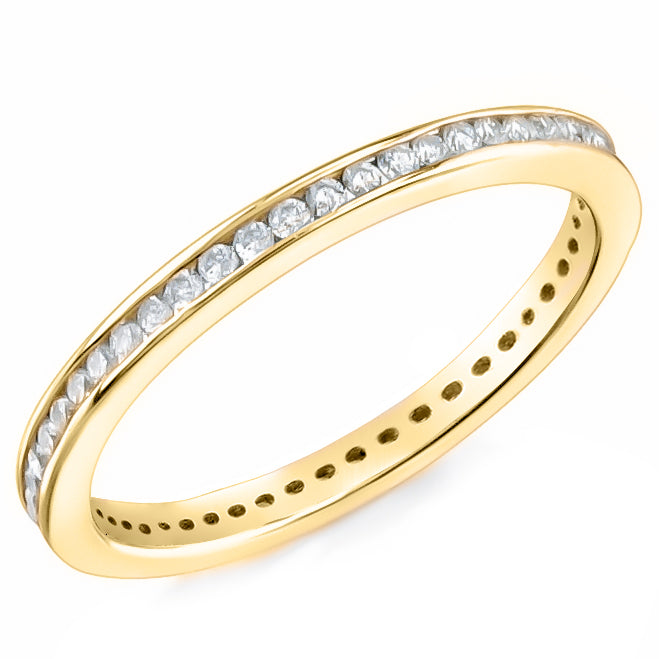 High Polished Channel Set Diamond Stackable Wedding Ring by Jolie Designs