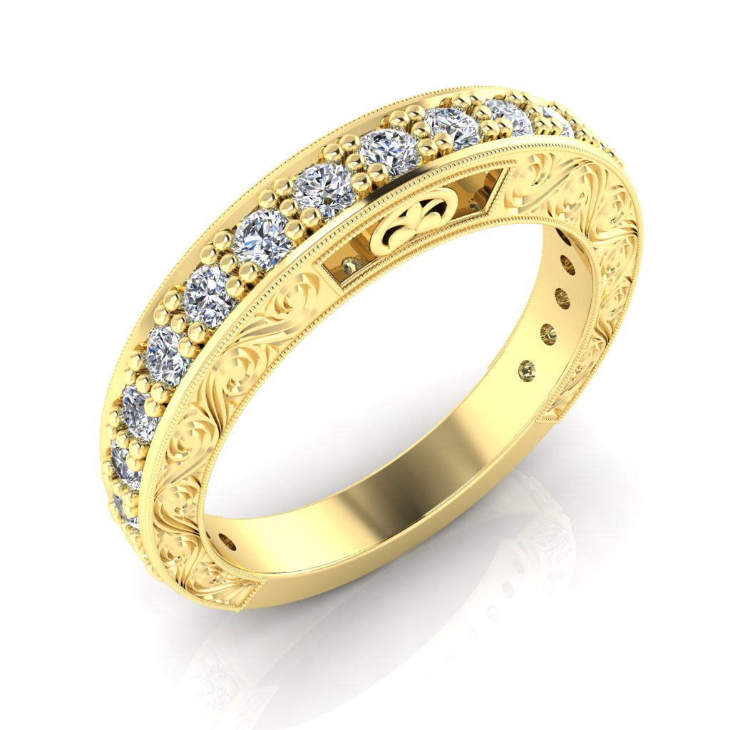 Antique Inspired Straight Diamond Guard Band