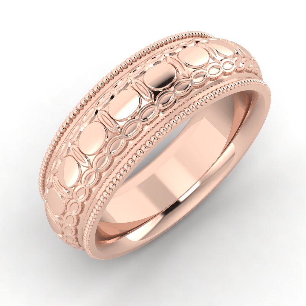 Gordon Clark Oval Pattern Milgrain Metal Band