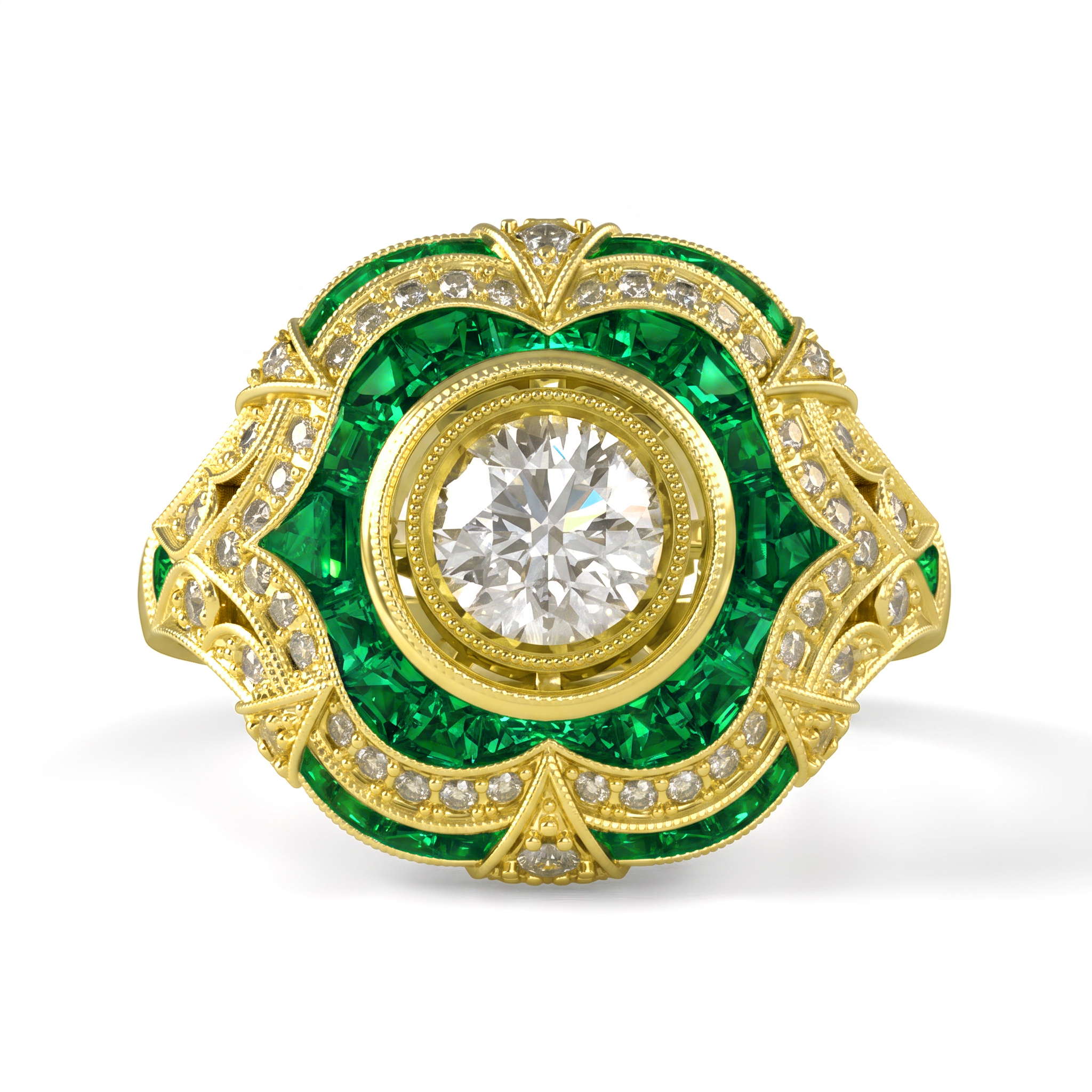 Tsavorite and Diamond Custom Cut Engagement Ring Semi Mount by Jolie Designs