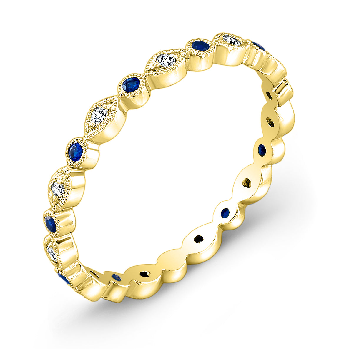 Diamond and Blue Sapphire Stackable Ring by Jolie Designs