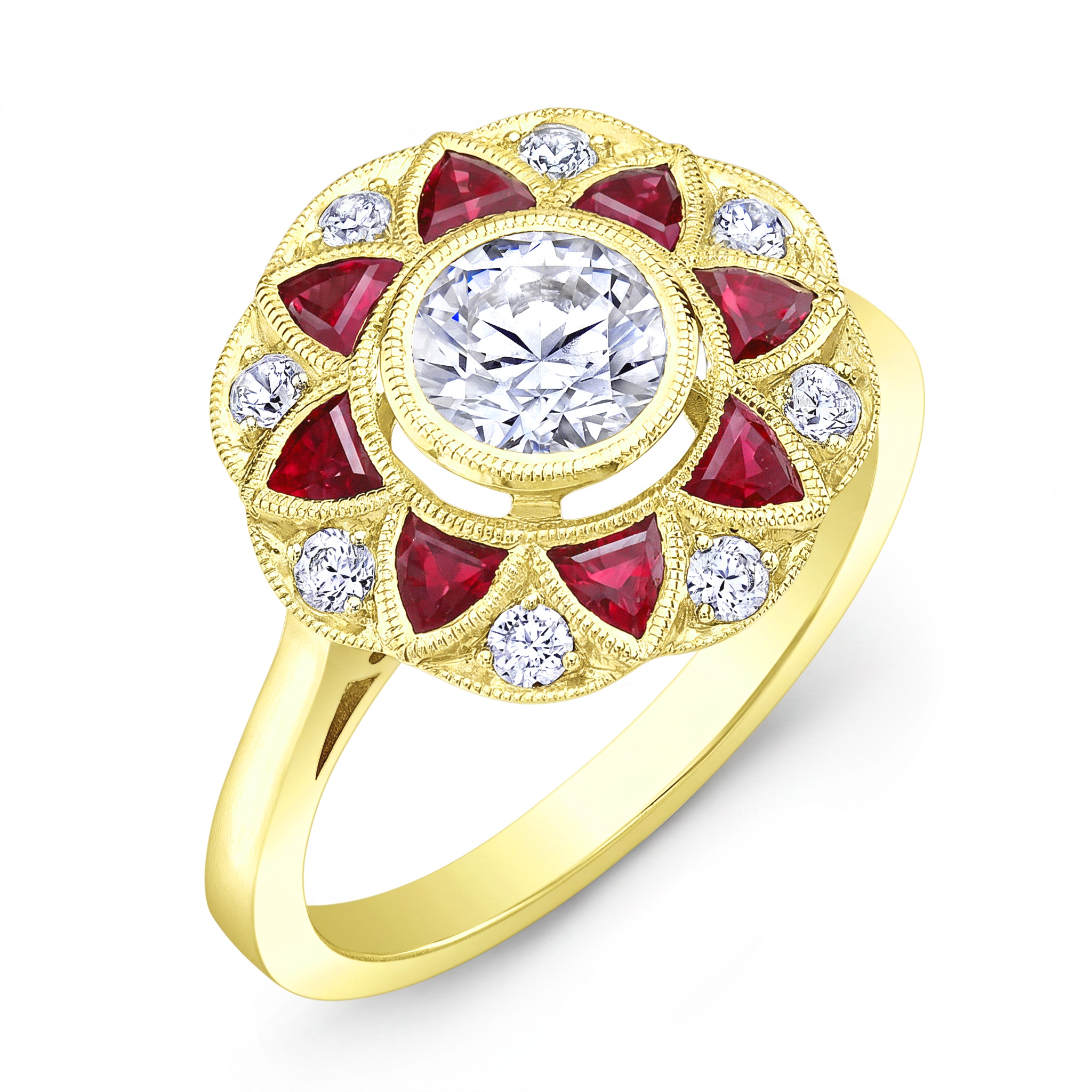 Diamond and Ruby Semi Mount Engagement Ring by Jolie Designs