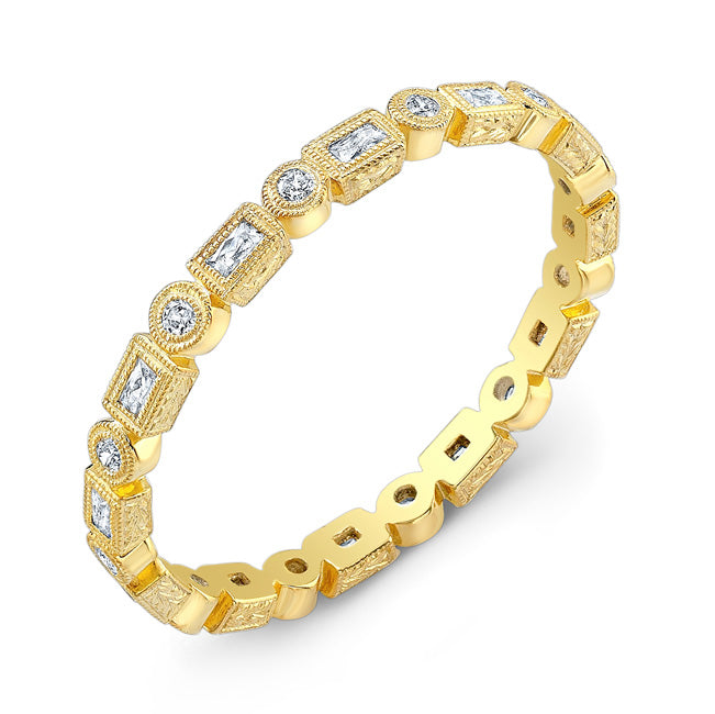 Hand Engraved Diamond Stackable Millgrain Ring by Jolie Designs