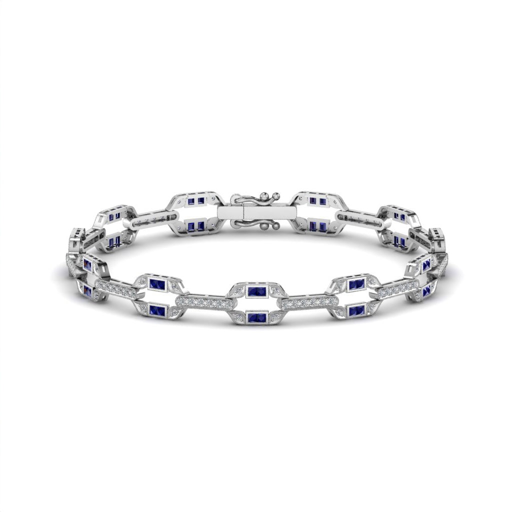 Art Deco Diamond and Blue Sapphire Bracelet by Jolie Designs