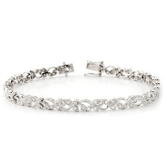 Art Deco Diamond Floral and Vine Bracelet by Jolie Designs