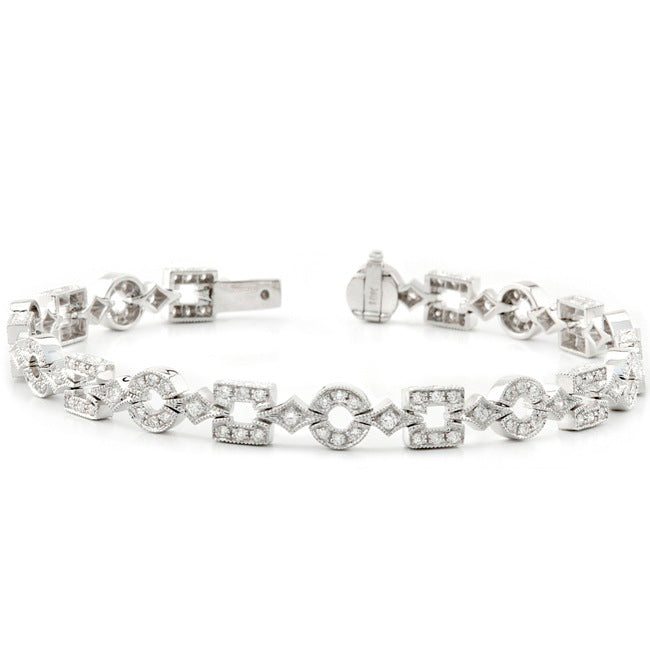Art Deco Diamond Bracelet in Platinum by Jolie Designs