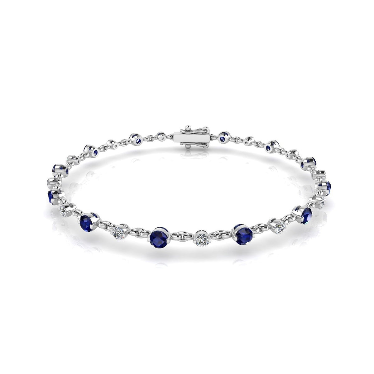 2.4mm Diamond and 3.2mm Blue Sapphire Band | Jolie Designs