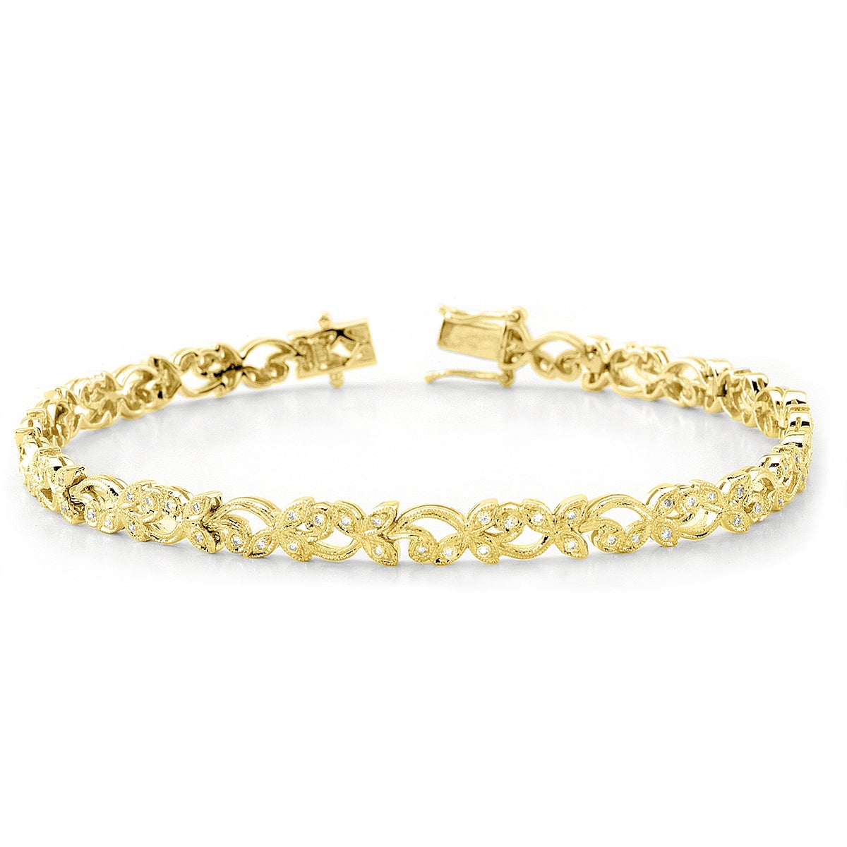 Art Deco Diamond Floral and Vine Bracelet by Jolie Designs