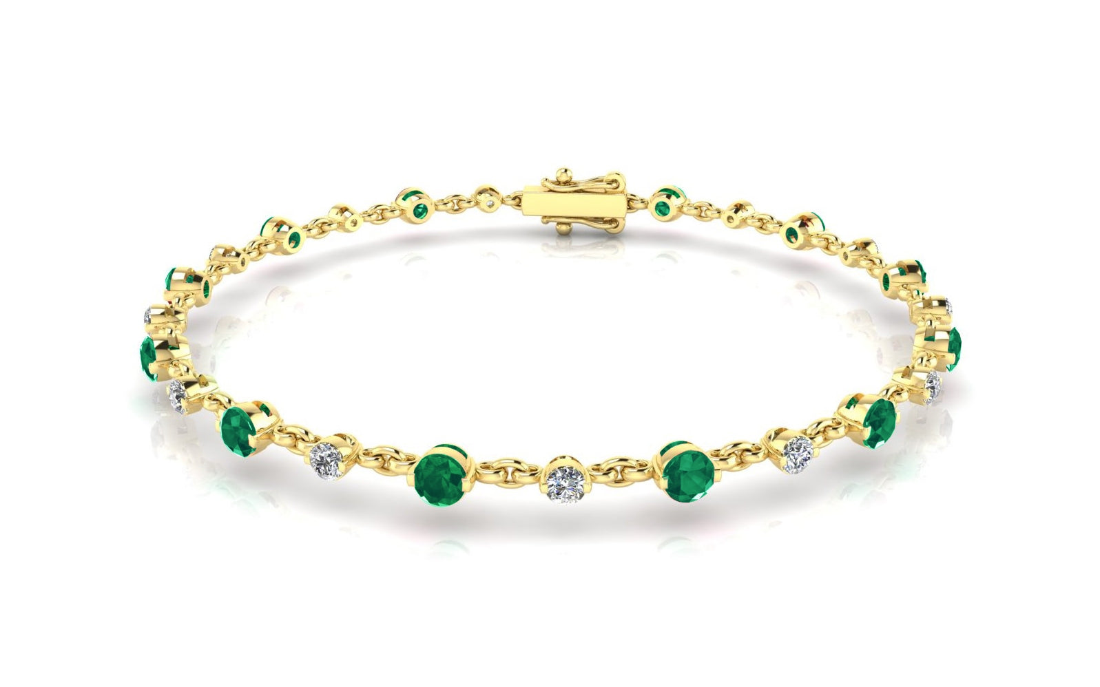 2.4mm Round Diamond and 3.2mm Round Emerald Ring | Jolie Designs