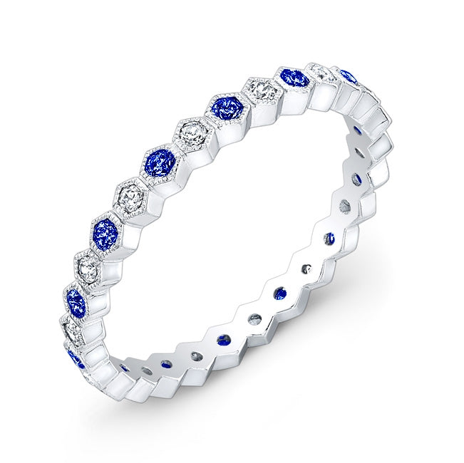 Micro Pave Diamond and Blue Sapphire Stackable Ring by Jolie Designs