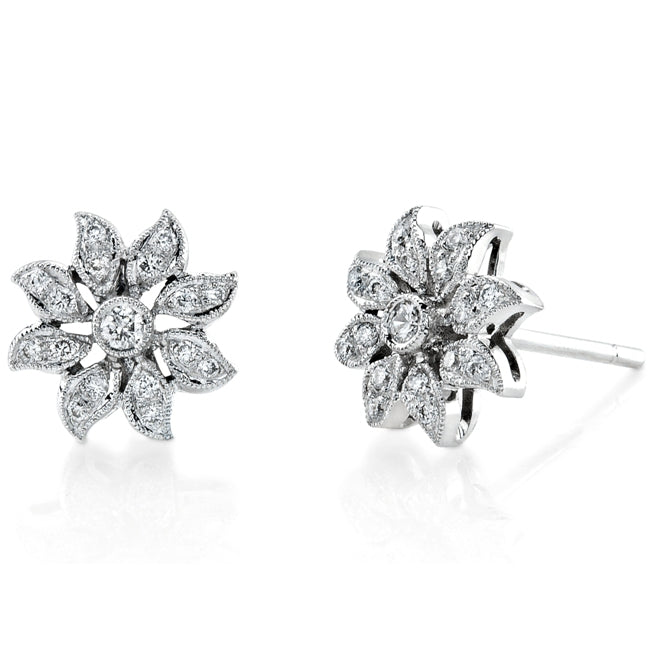 Mill-grained Diamond Flower Earrings by Jolie Designs