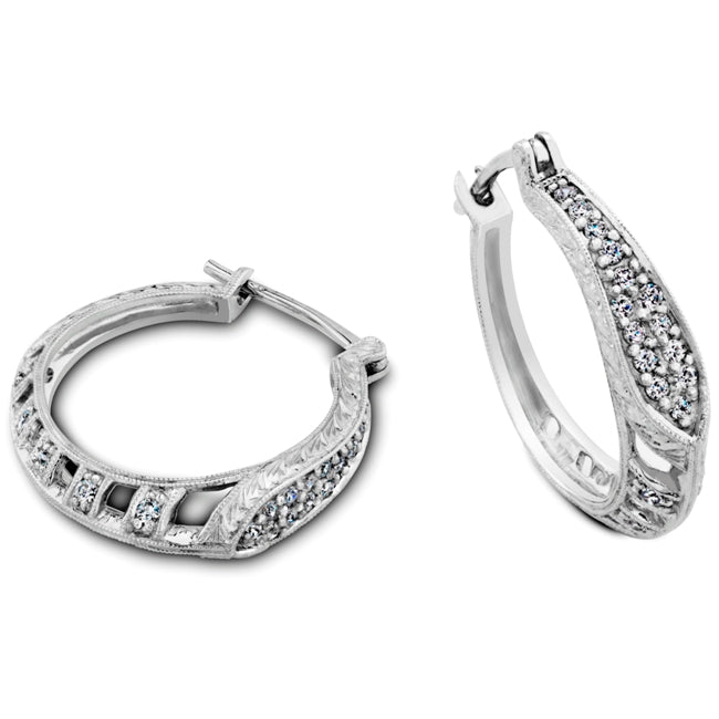 Antique Filagree Diamond Hoop Earrings