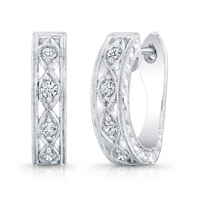 Bezel Set Filigree Diamond Dangle Earrings by Jolie Designs