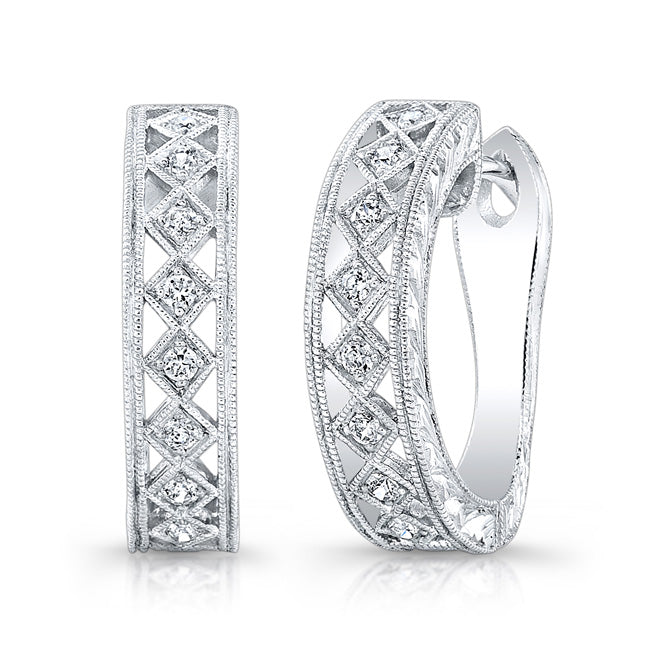 Bezel Set Filigree Diamond Earrings by Jolie Designs