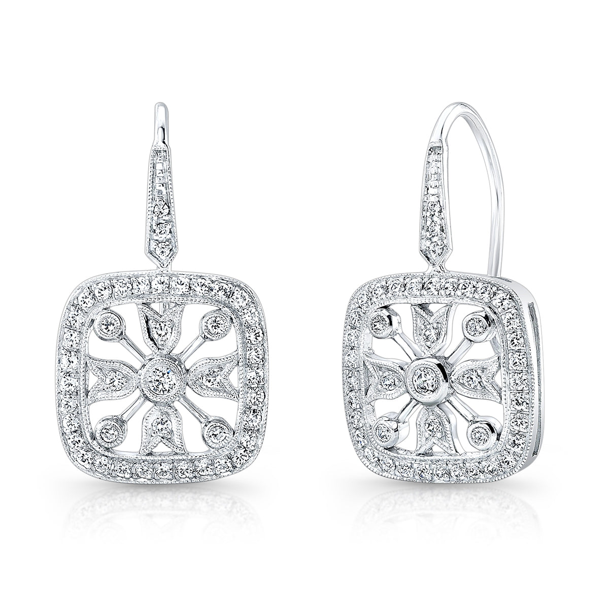 Jolie Designs Mill Grained Diamond Fish Tail Earrings - EF709D