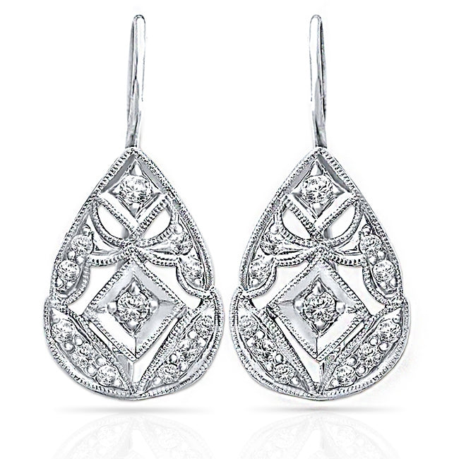Elegant Pear Shaped Diamond Fishtail Earrings by Jolie Designs