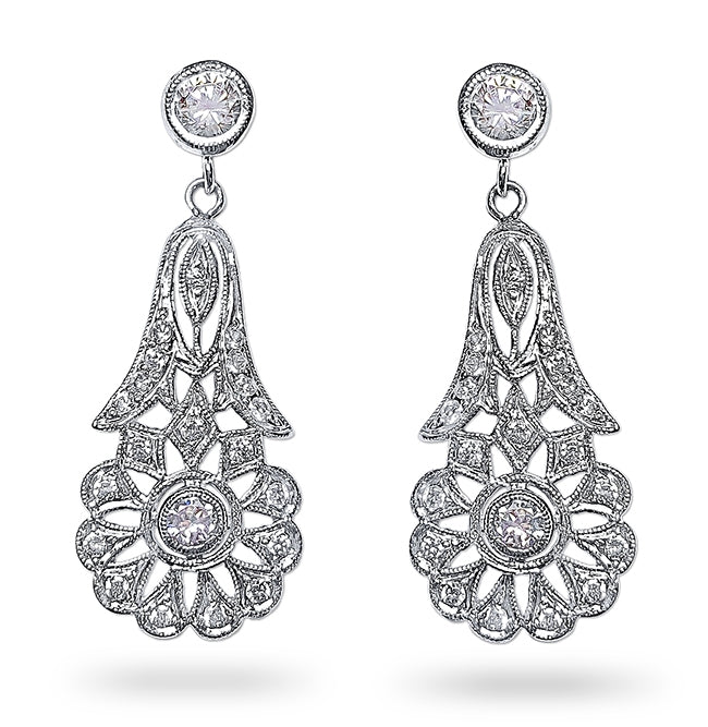 Vintage Daisy Drop Dangle Earrings by Jolie Designs