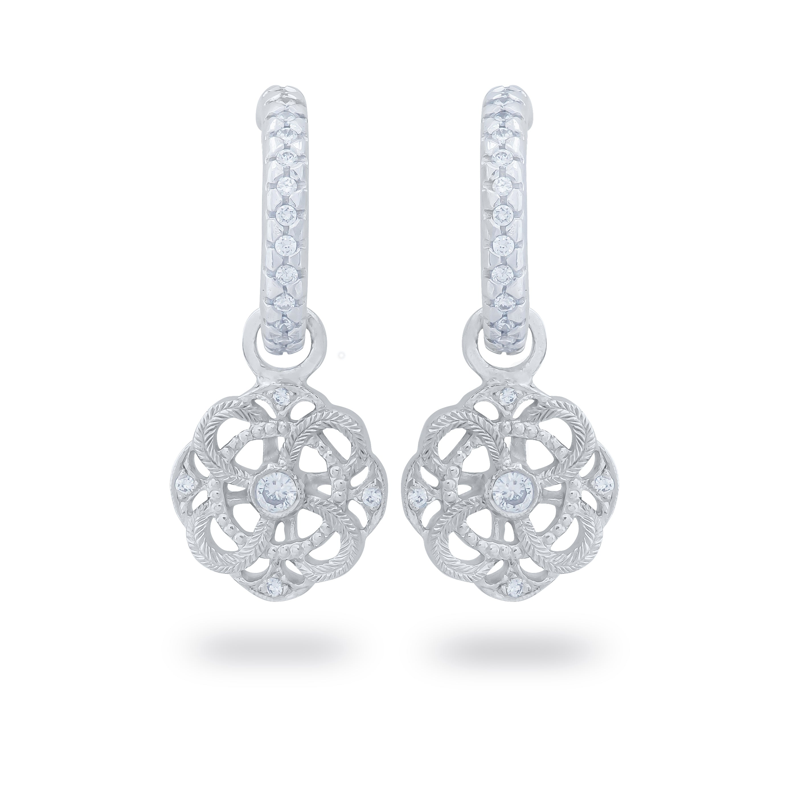 Vintage Knot Charm Diamond Dangle Earrings by Jolie Designs