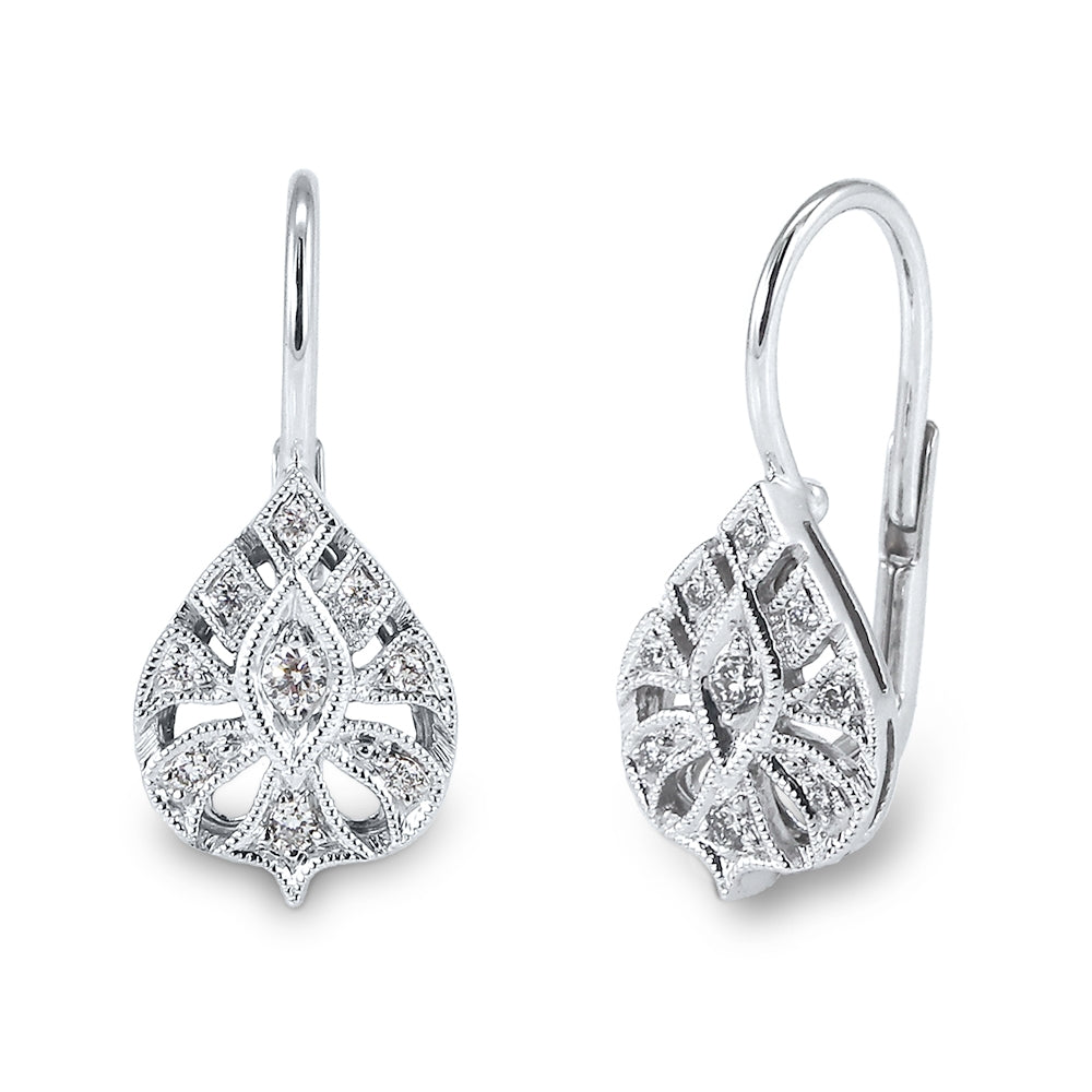 Pear Shaped Pave Diamond Leverback Earrings by Jolie Designs