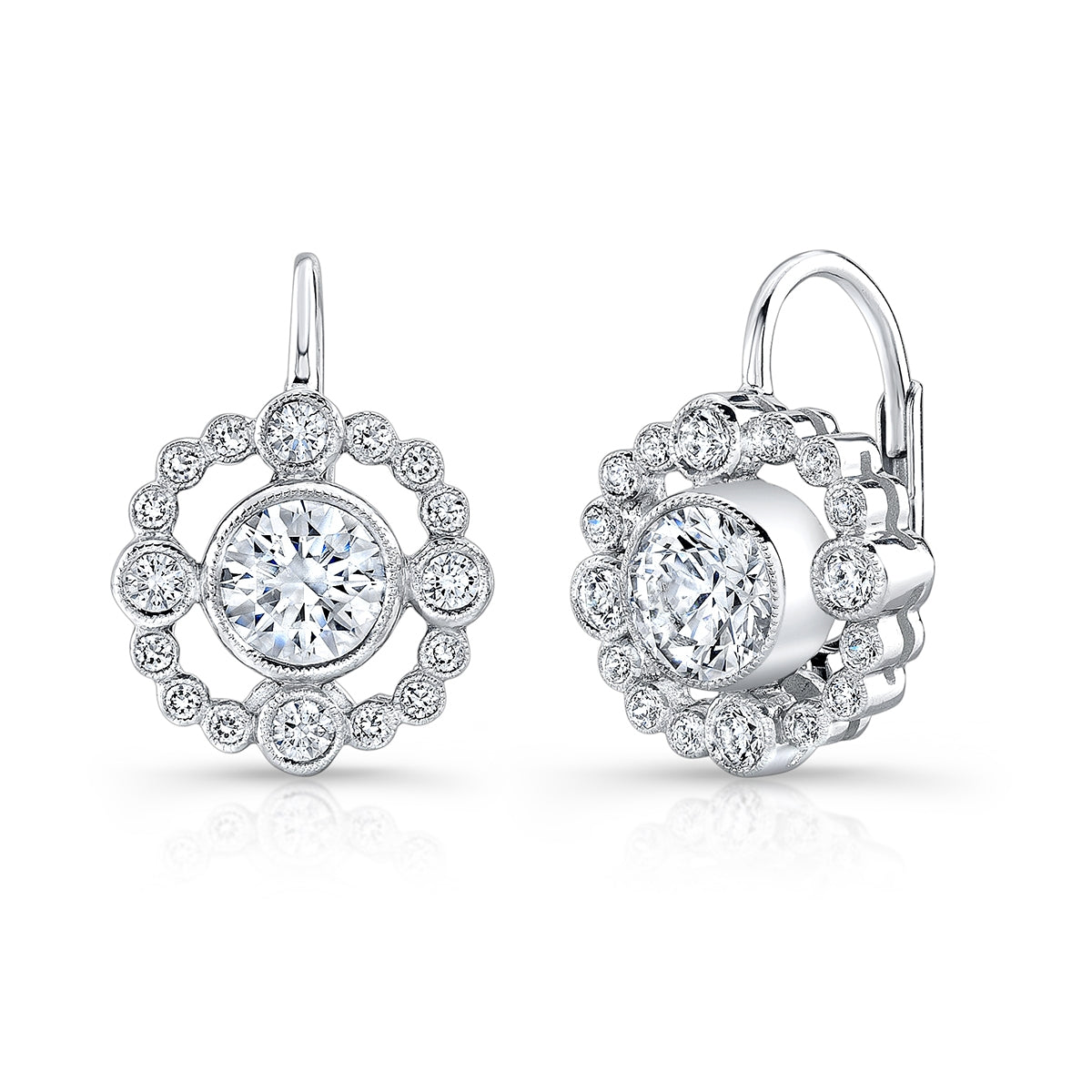 Bezel Set Diamond Lever Back Earring Semi Mount by Jolie Designs
