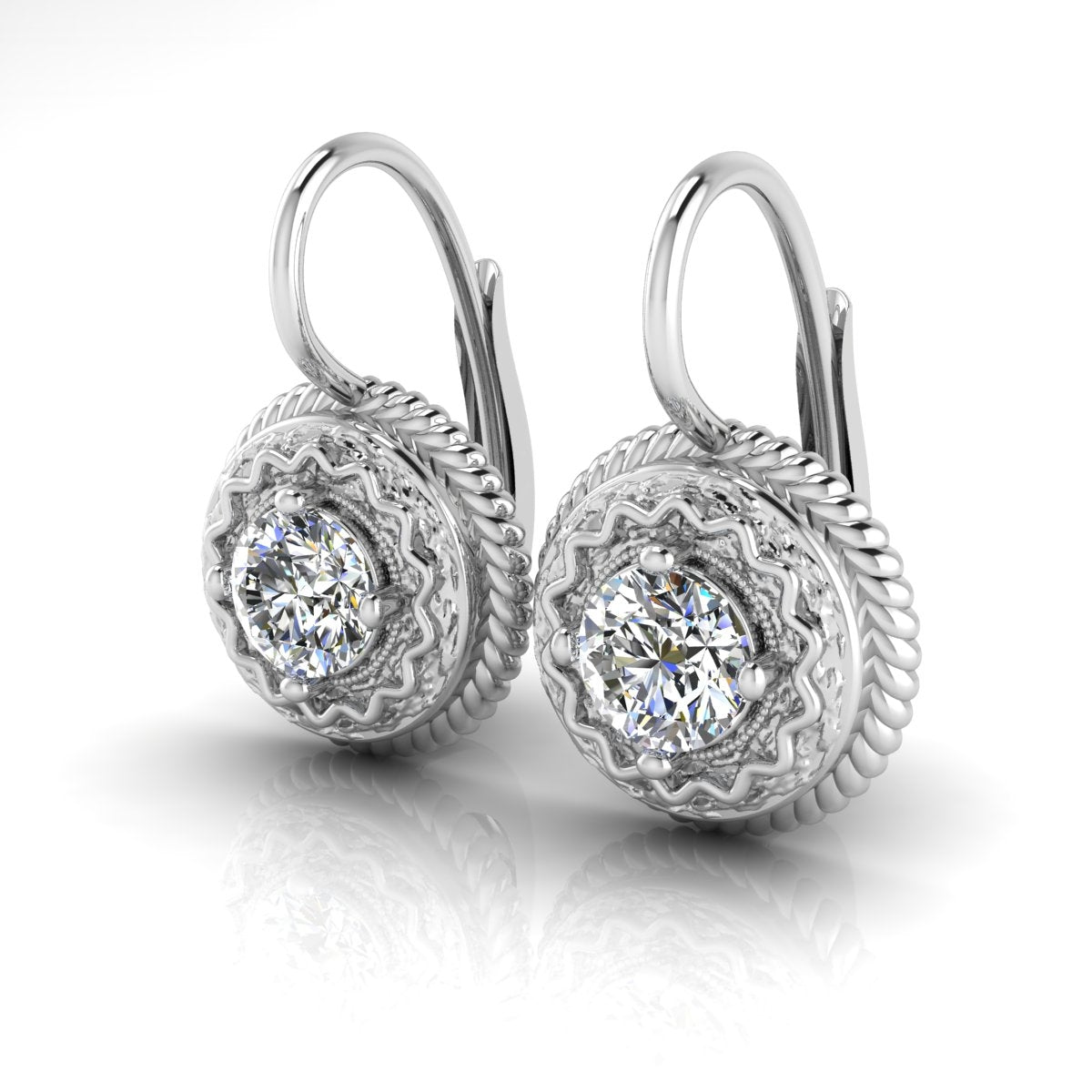 Vintage Round Diamond Leverback Earrings by Jolie Designs - Gordon Clark Collection