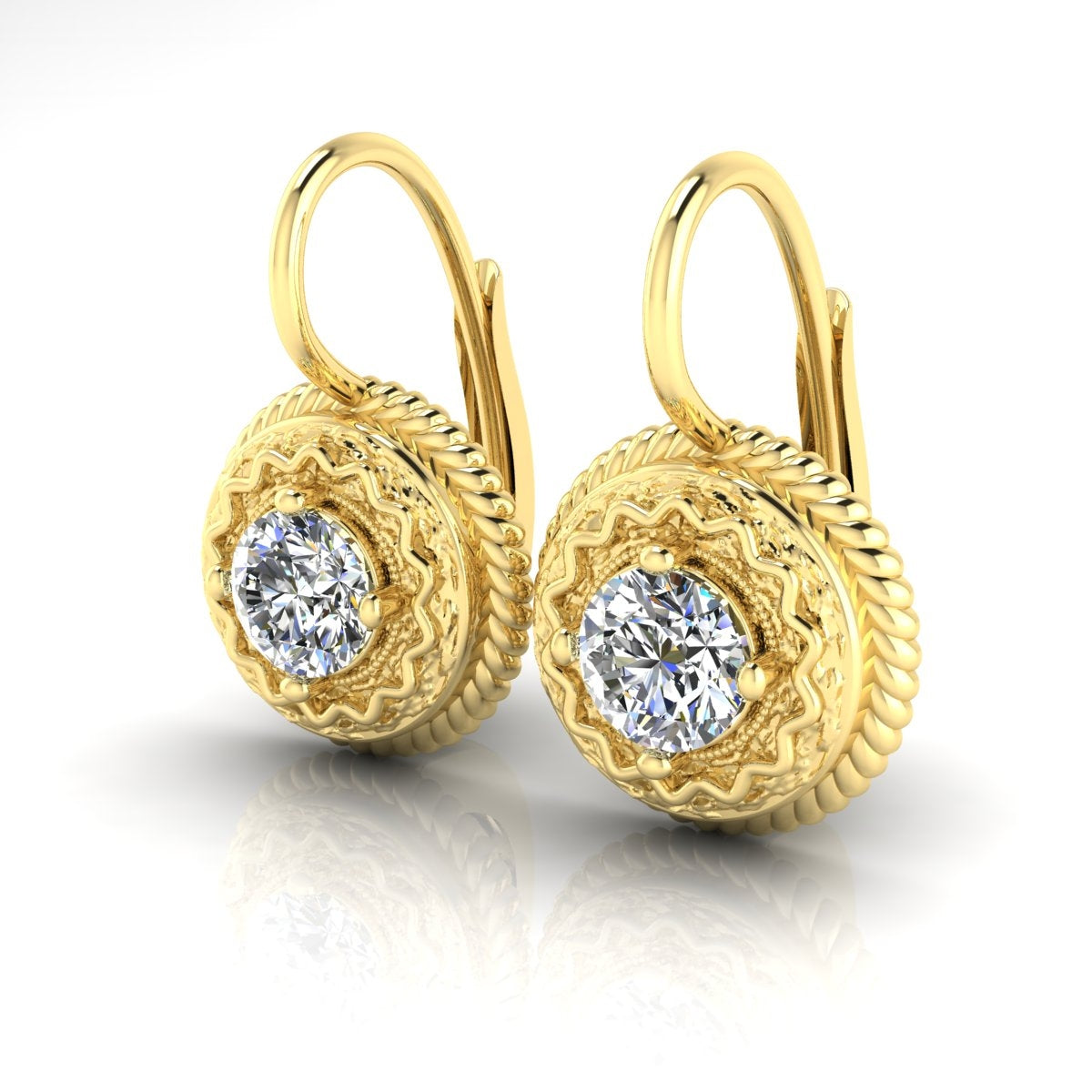 Vintage Round Diamond Leverback Earrings by Jolie Designs - Gordon Clark Collection