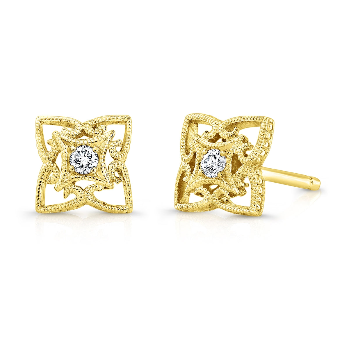 Filigree White Gold and Diamond Earrings by Jolie Designs
