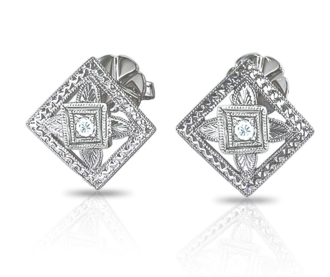 Square Shaped Diamond Stud Earrings by Gordon Clark