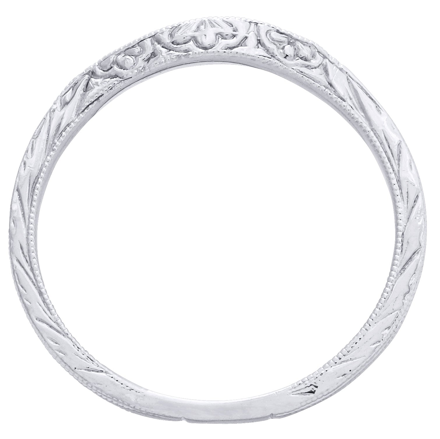 Antique Inspired Diamond Curved Guard Band with Triple Milgrain by Gordon Clark