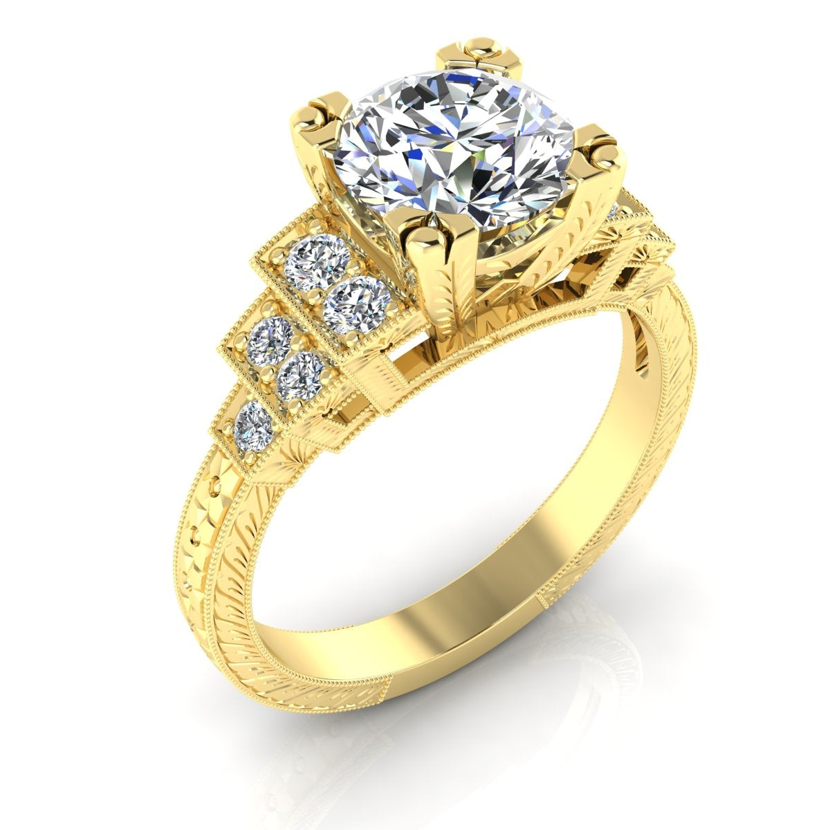 Gordon Clark Antique Inspired Diamond Engagement Ring with Step Down Design by Jolie Designs