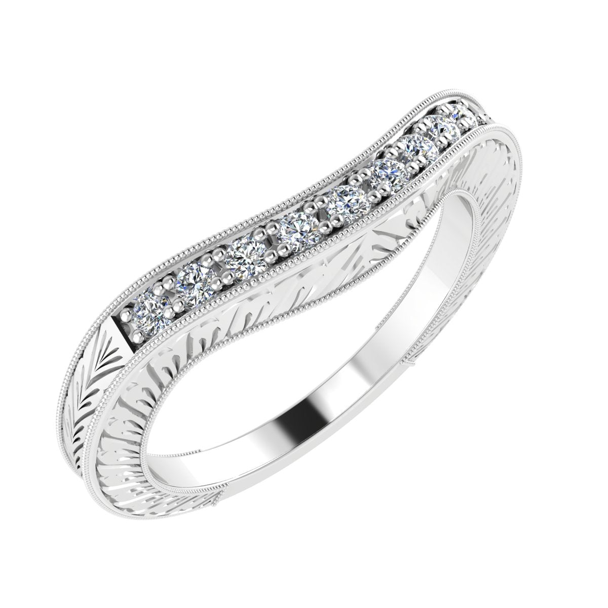 Antique Inspired Diamond Curved Guard Band by Gordon Clark