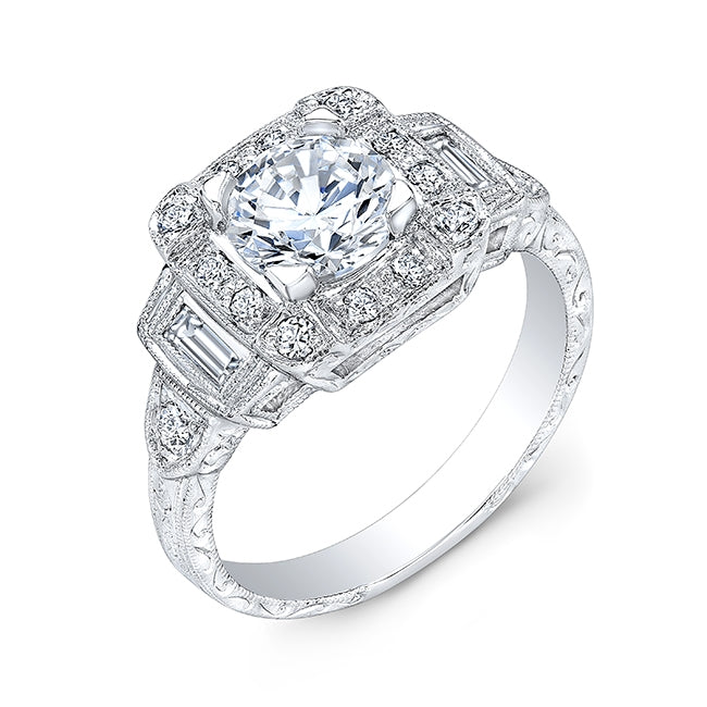 Antique Inspired Milgrain Diamond Engagement Ring by Jolie Designs