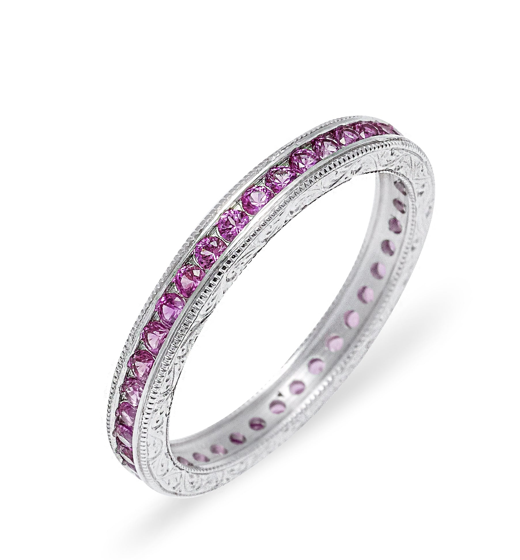Gordon Clark Engraved Pink Sapphire Eternity Band by Jolie Designs