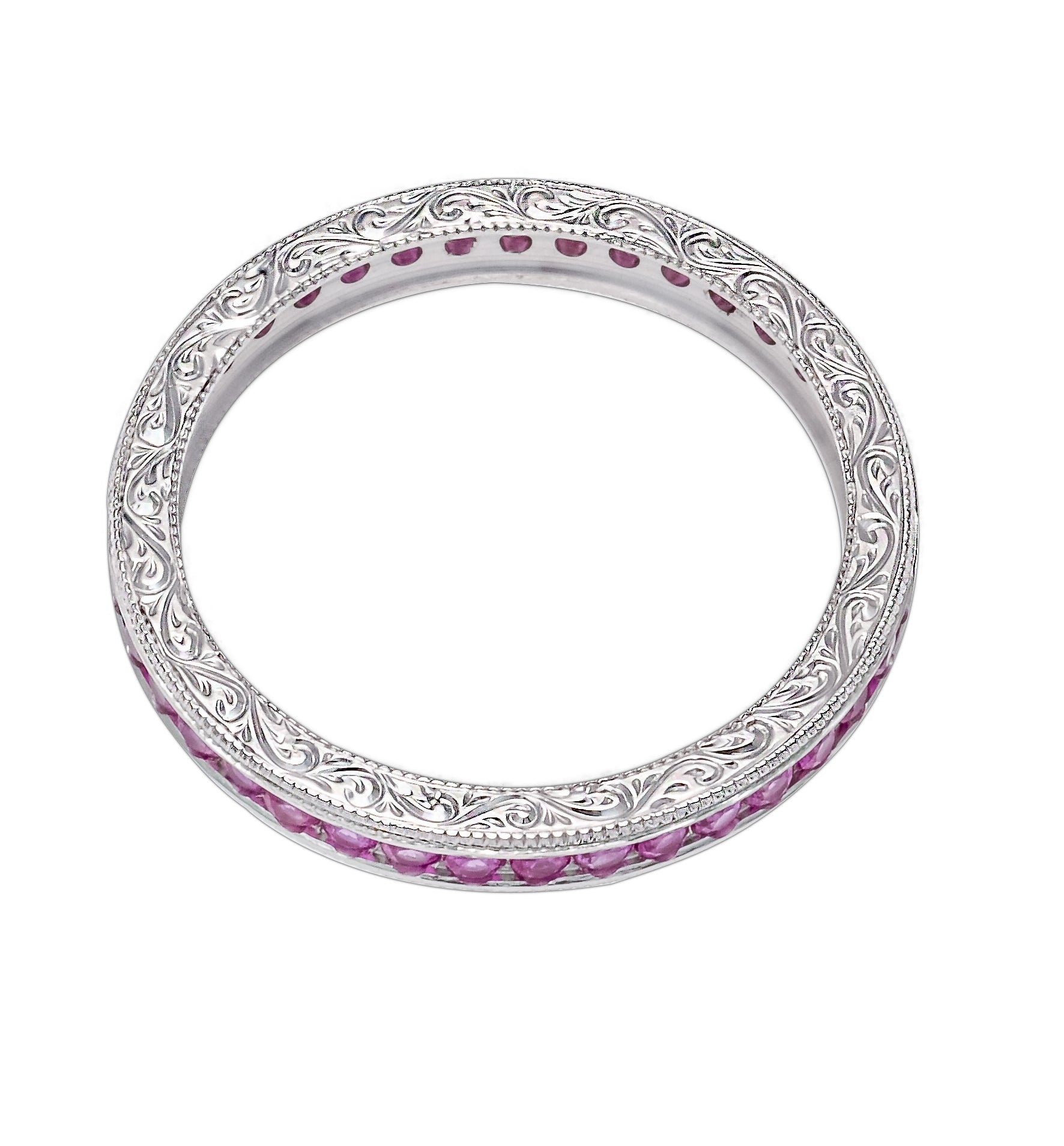 Gordon Clark Engraved Pink Sapphire Eternity Band by Jolie Designs