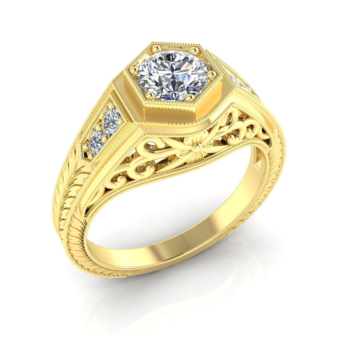 Antique Hexagon Diamond Engagement Ring by Gordon Clark for Jolie Designs
