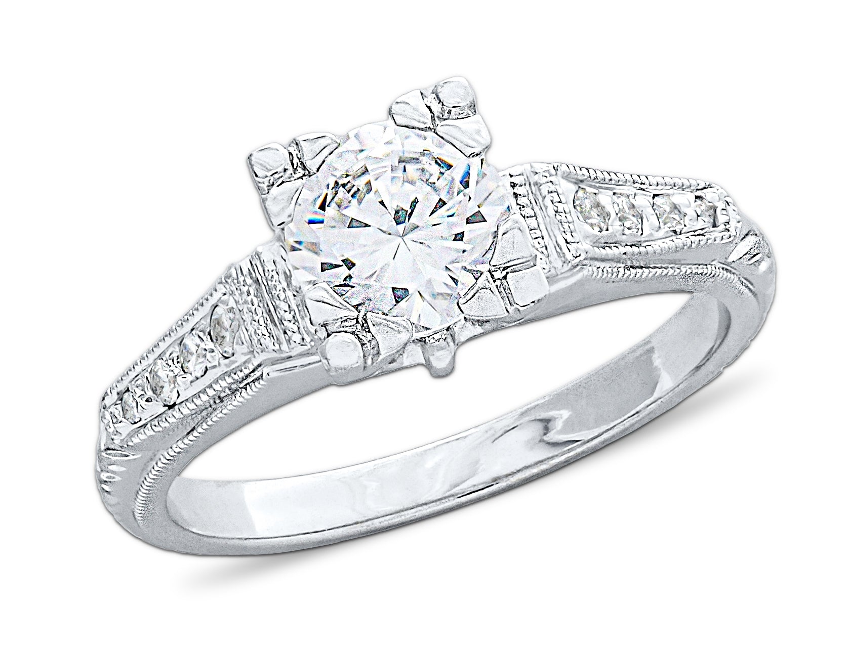 Gordon Clark Antique Inspired Petite Square Flat Top Diamond Engagement Ring by Jolie Designs