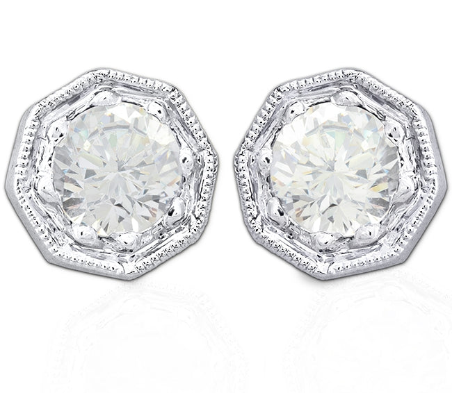 Gordon Clark Octagon Shaped Milgrain Earrings by Jolie Designs