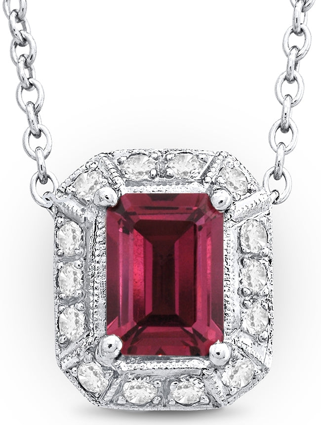 Custom Milgrain Diamond Pendant for Emerald Cut Center Stone by Jolie Designs