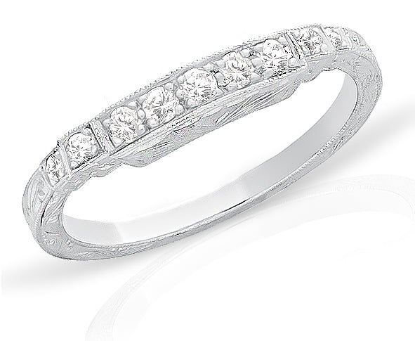 Antique Inspired Diamond Guard Band for Semi Mount with Mill Graining by Gordon Clark