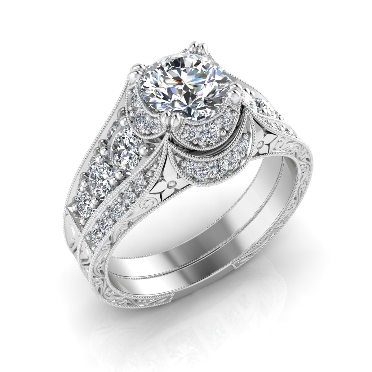 Art Deco Inspired Scalloped Diamond Engagement Ring by Gordon Clark