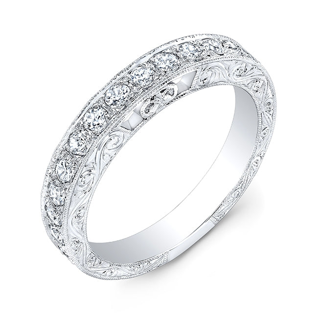 Antique Inspired Diamond Scroll Guard Band by Gordon Clark