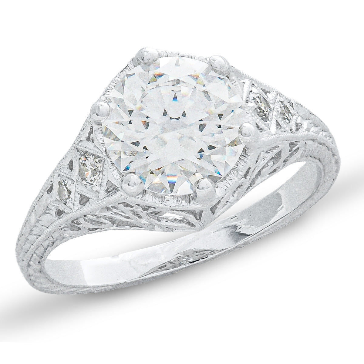 Gordon Clark 8mm Vintage Inspired Diamond Engagement Ring by Jolie Designs