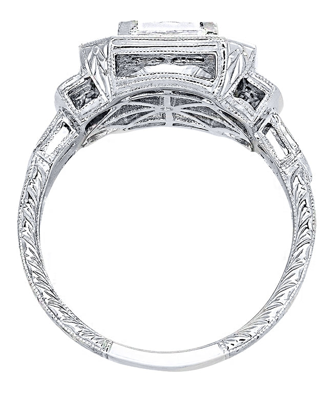 Gordon Clark Antique Inspired Princess Cut Diamond and Blue Sapphire Engagement Ring by Jolie Designs