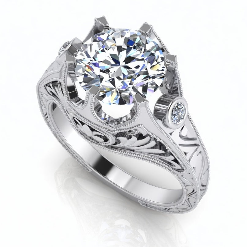 Gordon Clark Classic Filagree Diamond Engagement Ring by Jolie Designs