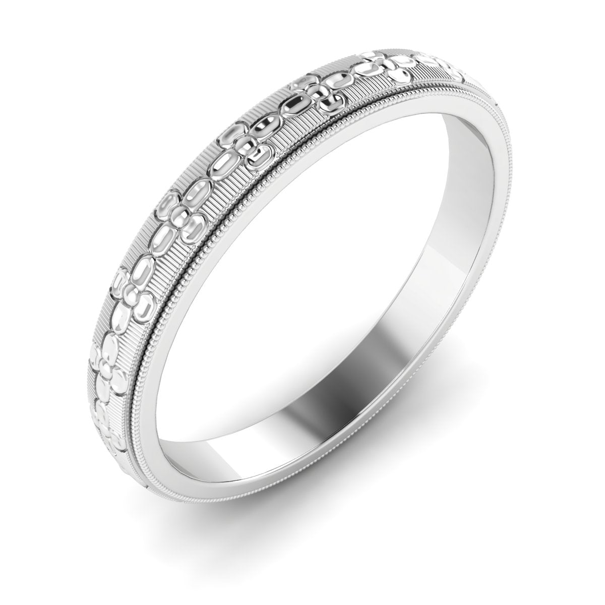 Flower Stamped Floral Metal Band