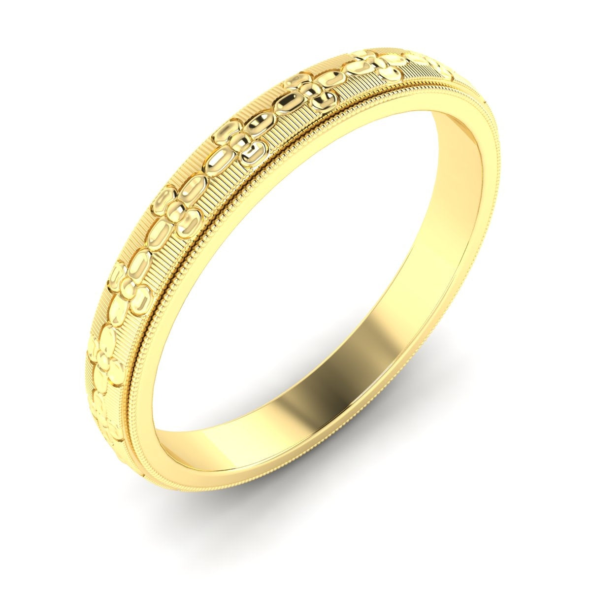Flower Stamped Floral Metal Band