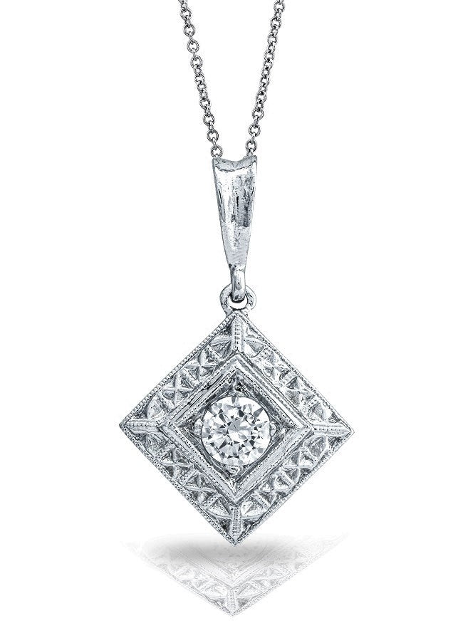 Art Deco Square Milgrain Diamond Pendant by Gordon Clark