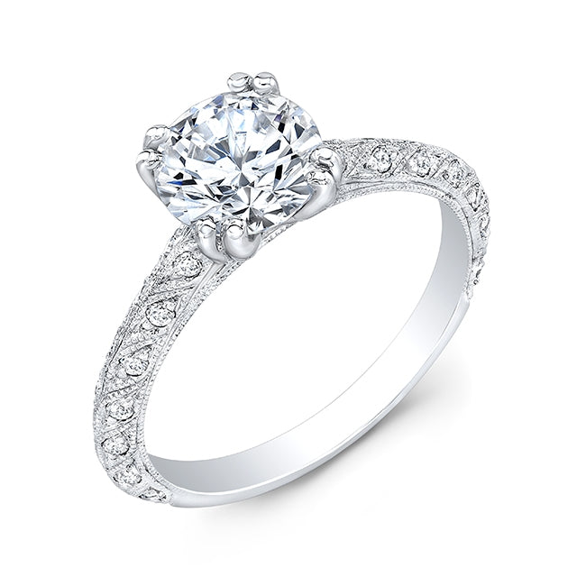 Antique Inspired Diamond Engagement Ring with Mill Graining by Jolie Designs